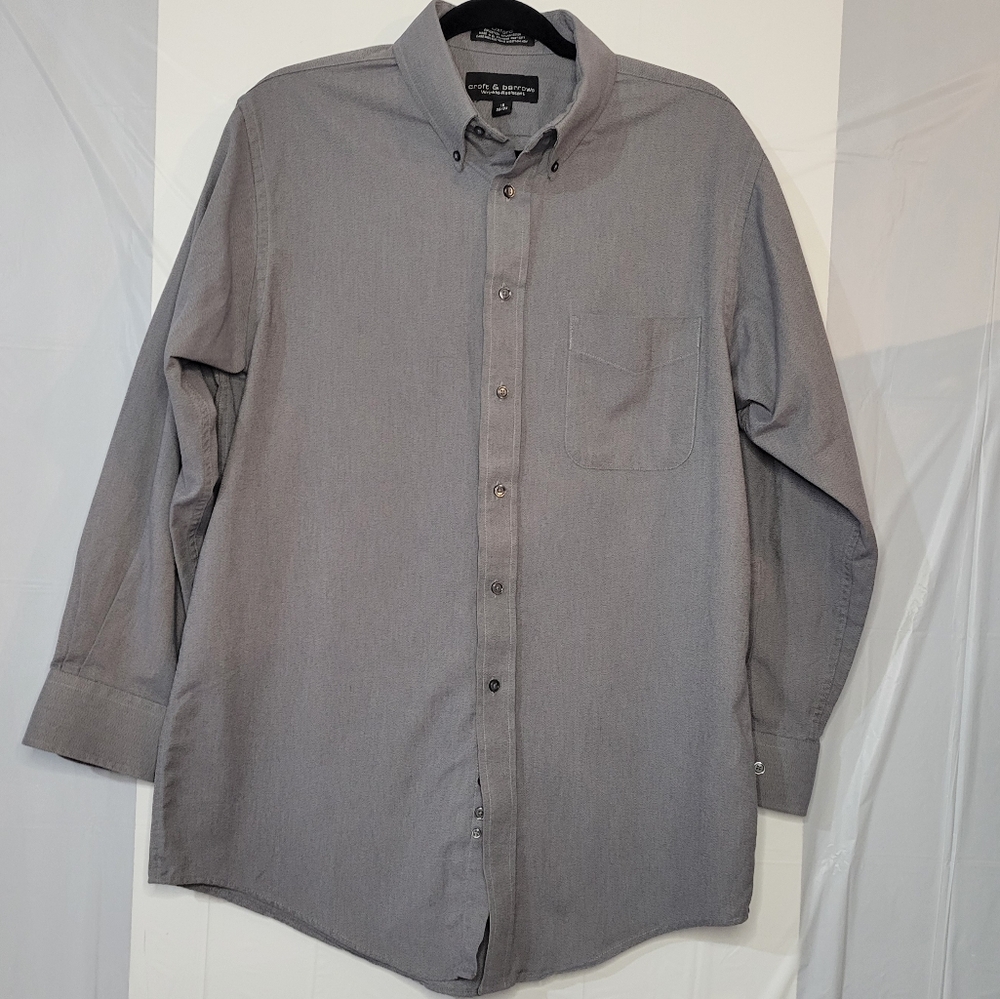 Croft‎ and Barrow wrinkle resistant long sleeve gray button down top men 32/33